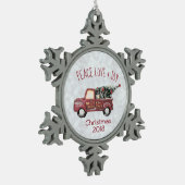 Peace Love & Joy Speelgoed Truck Merry Kerstmis Tin Sneeuwvlok Ornament (Links)