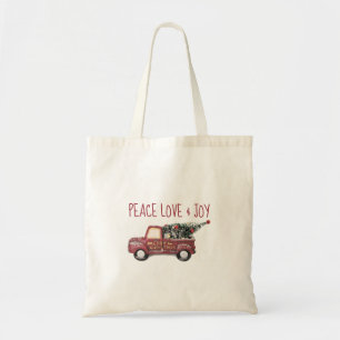 Peace Love & Joy Speelgoed Truck Merry Kerstmis Tote Bag
