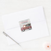 Peace Love & Joy Speelgoed Truck Merry Kerstmis Vierkante Sticker (Envelop)