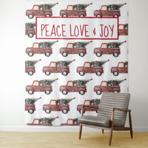 Peace Love & Joy Speelgoed Truck Merry Kerstmis Wandkleed