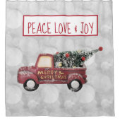 Peace Love & Joy Speelgoed Truck Silver Bokeh Douchegordijn (Voorkant)