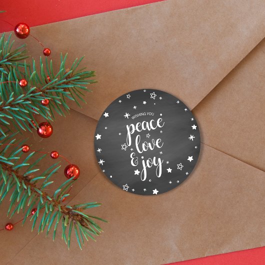 Peace Love Joy Star-kerstfeestdag Ronde Sticker