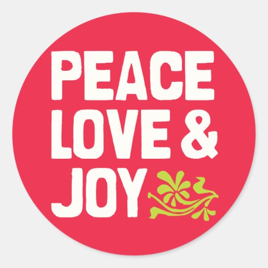 Peace Love & Joy-Stickers Ronde Sticker (Voorkant)