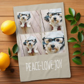 Peace Love Joy Taupe Holiday Photo Collage Theedoek