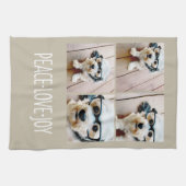 Peace Love Joy Taupe Holiday Photo Collage Theedoek (Horizontaal)