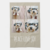 Peace Love Joy Taupe Holiday Photo Collage Theedoek (Verticaal)