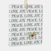 Peace Love Joy Text Kerstly Holly Baby Foto Keramisch Ornament (Rechts)