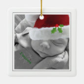 Peace Love Joy Text Kerstly Holly Baby Foto Keramisch Ornament (Achterkant)