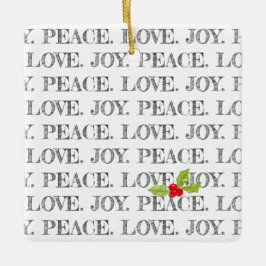 Peace Love Joy Text Kerstly Holly Baby Foto Keramisch Ornament