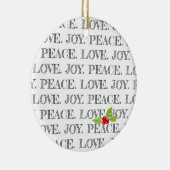Peace Love Joy Text Kerstly Holly Foto Keramisch Ornament (Rechts)