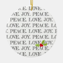 Peace Love Joy Text Kerstly Holly Foto Keramisch Ornament