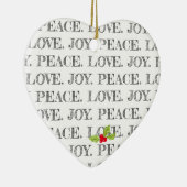 Peace Love Joy Text Kerstst Holly Foto Heart Keramisch Ornament (Rechts)