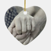 Peace Love Joy Text Kerstst Holly Foto Heart Keramisch Ornament (Achterkant)