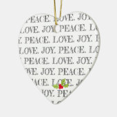 Peace Love Joy Text Kerstst Holly Foto Heart Keramisch Ornament (Links)