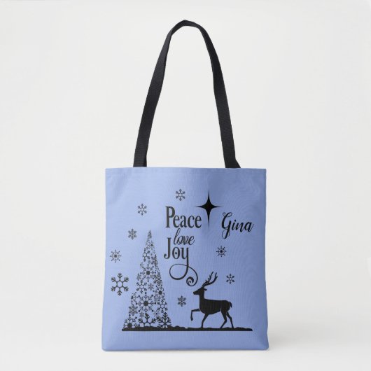 Peace Love Joy Tree and Deer Silhouette Tote Bag (Voorkant)