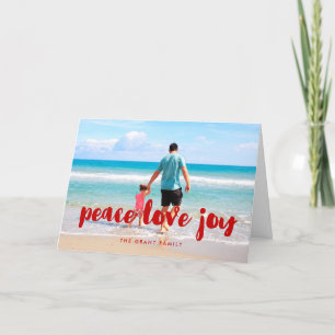 Peace Love Joy trendy red font foto Feestdagen Kaart