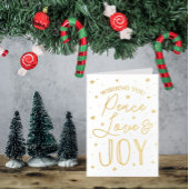 Peace, Love & Joy Trendy Typography Kerstmis Folie Kaarten