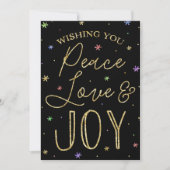Peace, Love & Joy Typografie 3 Fotokerstmis Feestdagenkaart (Voorkant)