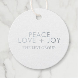Peace Love Joy Typografie Kerstcirkel Zilver Bedankjes Labels