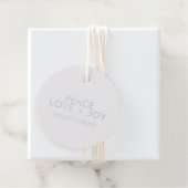 Peace Love Joy Typografie Kerstcirkel Zilver Bedankjes Labels (Met doos)