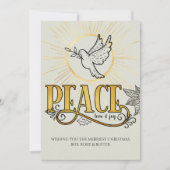 Peace Love & Joy  Typography Dove of Peace Dove of Feestdagenkaart (Voorkant)