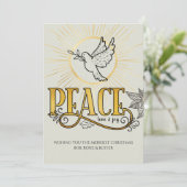 Peace Love & Joy  Typography Dove of Peace Dove of Feestdagenkaart (Staand voorkant)