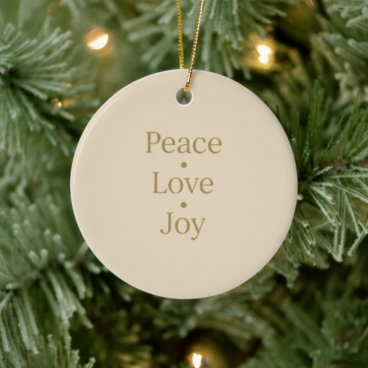 Peace Love Joy Typography Minimalist Keramisch Ornament (Boom)