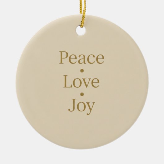 Peace Love Joy Typography Minimalist Keramisch Ornament (Voorkant)