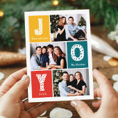 Peace Love JOY Typography Modern 3 Photo Feestdagenkaart