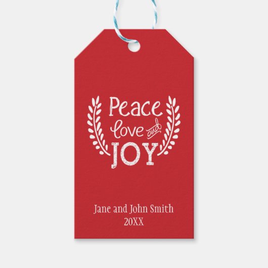 Peace Love Joy | Vakantiegeld Label Cadeaulabel (Voorkant)