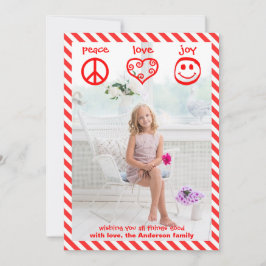 Peace, Love, Joy Vertical - 3x5 kerstkaart