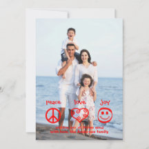 Peace, Love, Joy Vertical - 3x5 kerstkaart