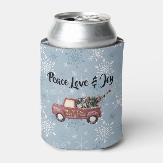 Peace Love & Joy w/ Red Speelgoed Truck Merry Kers Blikjeskoeler (Blikje Voorkant)