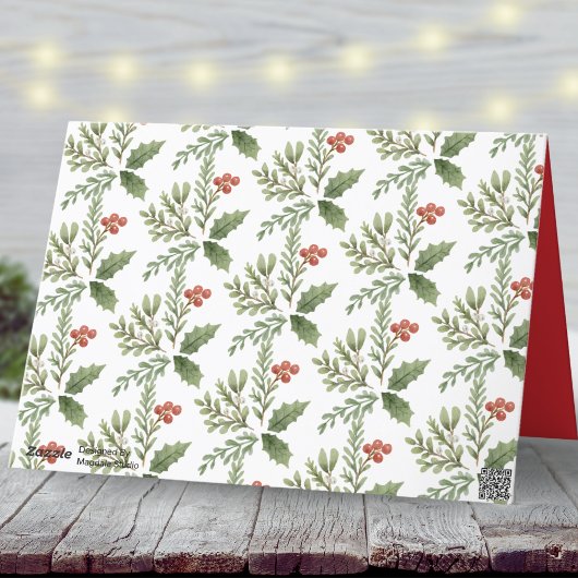 Peace Love Joy Waterverf Poinsettia Kerst Feestdagen Kaart