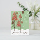 Peace Love Joy Whimsical-kerstboom en sneeuw Feestdagenkaart (Staand voorkant)