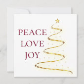 Peace Love Joy| White Red Square Holiday Kaart (Voorkant)
