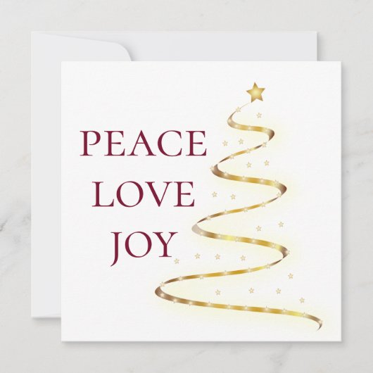 Peace Love Joy| White Red Square Holiday Kaart (Voorkant)