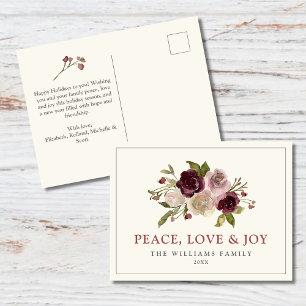 Peace Love & Joy Winter Boeket Feestdagenkaart