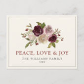 Peace Love & Joy Winter Boeket Feestdagenkaart (Voorkant)