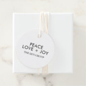 Peace Love Joy Wit Zwart Kerst Chique Vakantie Bedankjes Labels (In situ)