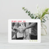 Peace Love Joy With Boy Gender onthulling Feestdagenkaart (Staand voorkant)