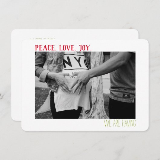 Peace Love Joy With Boy Gender onthulling Feestdagenkaart (Voorkant / Achterkant)