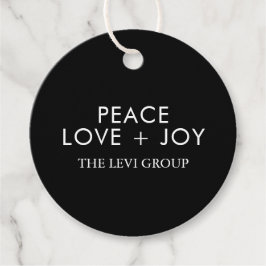 Peace Love Joy Zwart Wit Kerstvakantie Bedankjes Labels