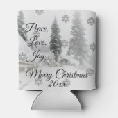 Peace Love Joy | Zwarte en witte winterkerst Blikjeskoeler (Achterkant)