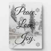 Peace Love Joy | Zwarte en witte winterkerst Fotoplaat (voorkant)