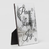 Peace Love Joy | Zwarte en witte winterkerst Fotoplaat (Zijkant)