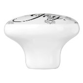 Peace Love Joy | Zwarte en witte winterkerst Keramische Knop (Zijkant)