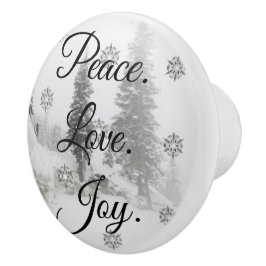 Peace Love Joy | Zwarte en witte winterkerst Keramische Knop