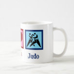 Peace Love Judo Koffiemok<br><div class="desc">Een cool kerstcadeau voor Judo met een vredesteken,  hart en 2 mensen die moderne vechtkunst maken. Een geweldig cadeau voor een Japanse judoka.</div>