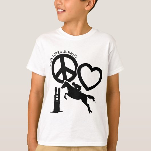 PEACE-LOVE-JUMPING T-SHIRT (Voorkant)